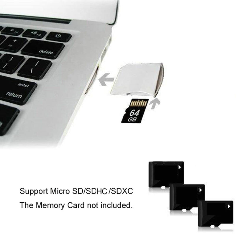 Cablecc Micro SD TF to SD Card Kit Mini Adaptor for Extra Storage Air/Pro/Retina White