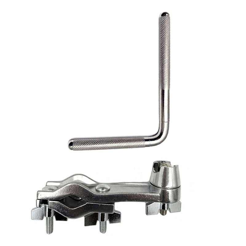 Cowbell Mounting Clamp with 9.5 mm Steel Arm Short Cowbell L Rod Holder Cowbell Percussion Mount Rod Mounting Bracket for Jam Blocks Tambourine Drum Set Parts Hardware, Silver