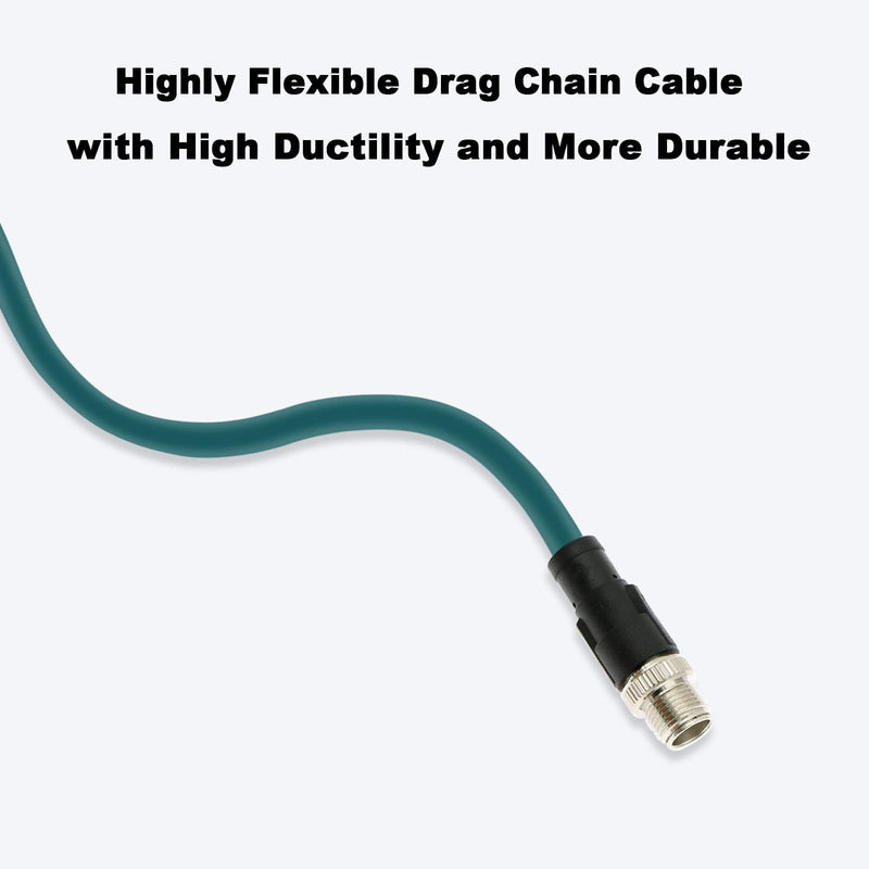 Alvin's Cables M12 8 Pin Male to RJ45 Shielded Ethernet Cable M12 X Coded 8 Position Cat6a Cable for Cognex Industrial Camera 8M/26ft 8M/26.2FT Straight 8 Pin Green