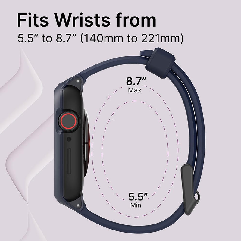 Catalyst Case- Designed for Apple Watch Series SE 2022, Series 6/5 and 4 44mm, Buckle Edition, Drop Proof 9.9ft, Sport Band, Breathable, Rugged, Free Microfiber Cloth is included - Navy Blue