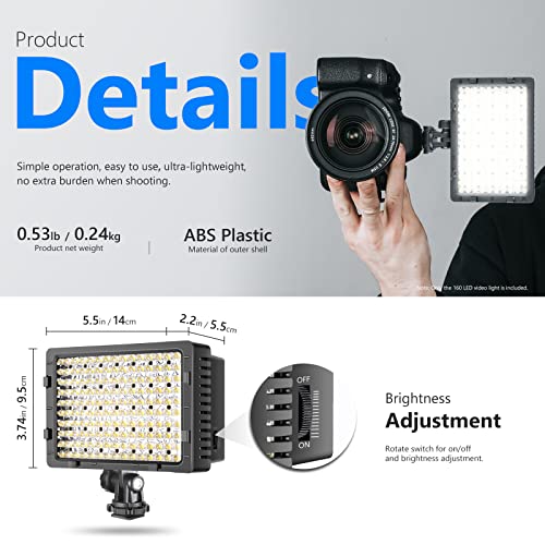 NEEWER 160 LED CN-160 Dimmable Ultra High Power Panel Camera Video Light