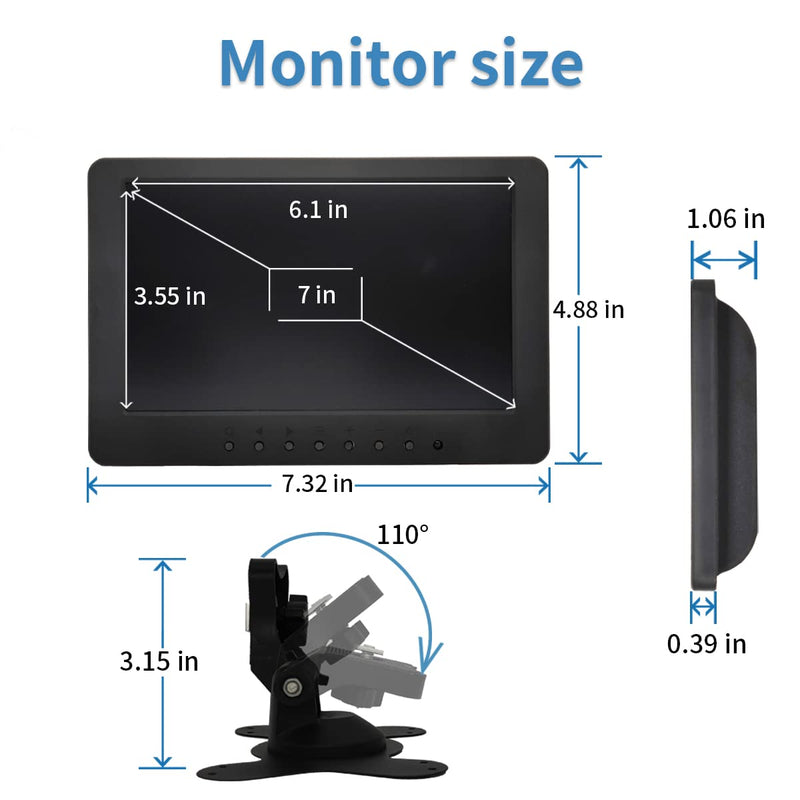 7 inch LCD Security Monitor & Displays,BNC/AV Input,Built-in Dual Speakers Portable Monitor,1024 * 600 Resolution,Suitable for CCTV DVD CCD TV 7″Monitor
