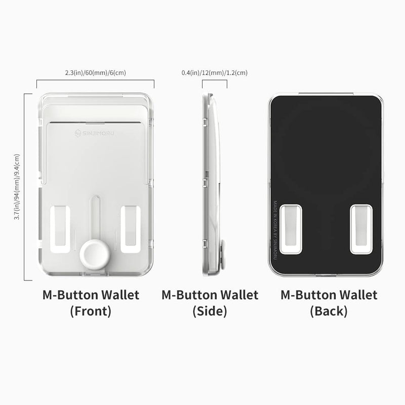 Sinjimoru Magnetic Phone Pop Up Wallet for MagSafe, Magnetic Phone Credit Card Holder for Back of Cell Phone Case with Quick Access for iPhone 14 13 12 Series. M-Button Wallet Matte Clear