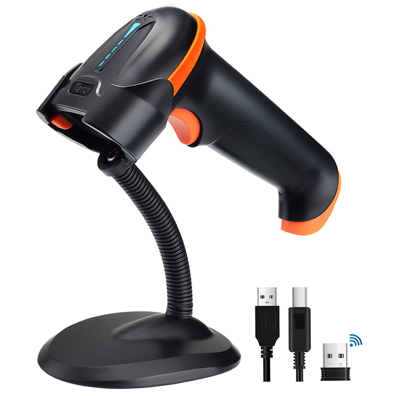 [AUSTRALIA] - Tera 1D 2D QR Barcode Scanner Wireless and Wired with Battery Level Indicator Digital Printed Bar Codes Reader with Stand Portable Handheld Barcode Scanner Compact Plug and Play Model D5100-Z 2D with stand 