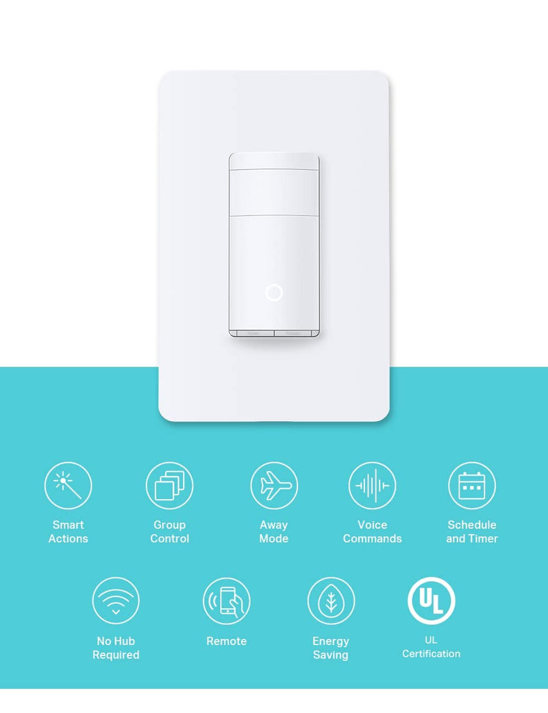 [AUSTRALIA] - Kasa Smart Motion Sensor Switch, Single Pole, Needs Neutral Wire, 2.4GHz Wi-Fi Light Switch, Works with Alexa & Google Assistant, UL Certified, No Hub Required(KS200MP2),White,2-Pack 2-Pack 
