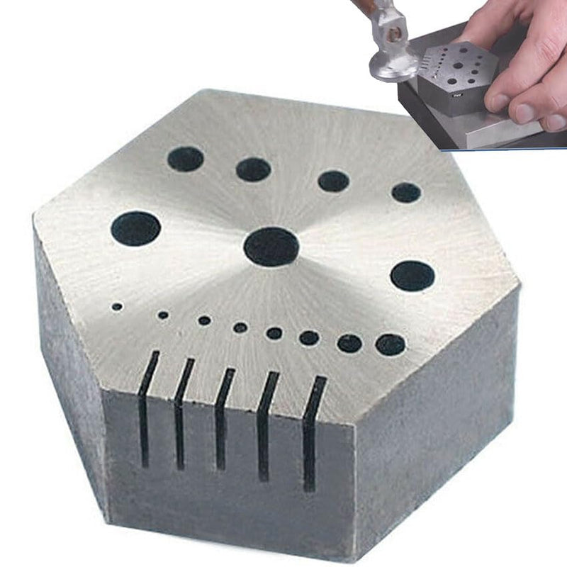 [AUSTRALIA] - Hexagonal Steel Riveting Anvil Block 7/8" Thick Multi-Functional Bench Hex Steel Block Drilling Jewelry Watchmakers, Craftsman 