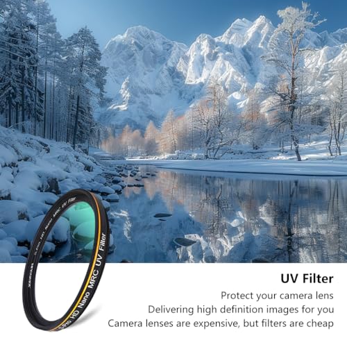 JONGSUN 82mm UV Filter, S-Pro HD Nano MRC Camera Ultraviolet Protection Filter, Multicoated,B270, Ultra-Slim, Lens Cloth Kit