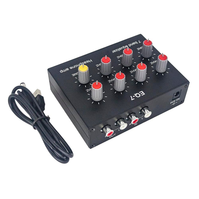 EQ-7 Audio Signal Headset Amplifier 7-Band EQ Equalizer 2 Channel Digital Sound Equalizer