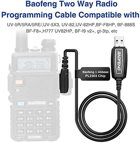 Baofeng USB Programming Cable PL2303 Support Chirp for GMRS Radio Two Way ham Portable radios: UV-5R,BF-F8HP, BF-888S,UV82HP,GT-3,UV-9S,BF-R3 (Black)