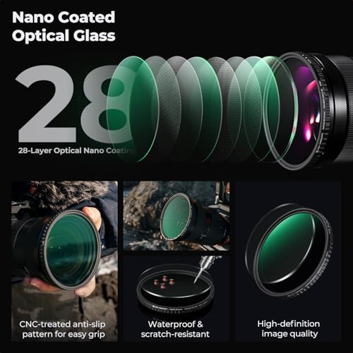 K&F CONCEPT 55mm Variable ND Filter ND2-ND32 (1-5 Stops) No X Cross