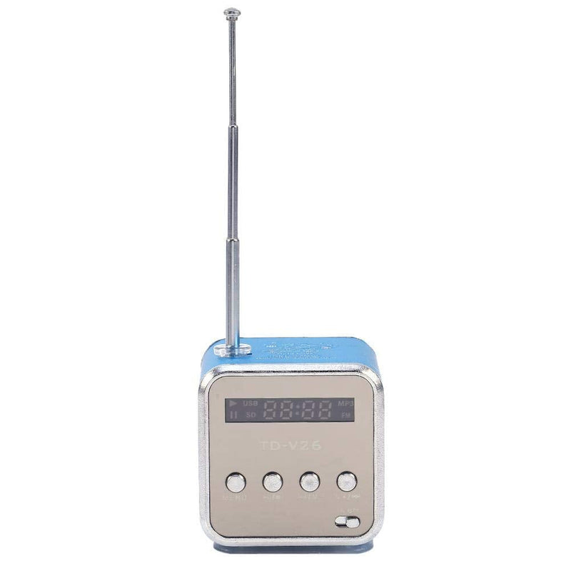 Yoidesu TD-V26 Portable Mini Speaker Music Player FM Radio Battery Powered Mini Digital Display Screen Speaker Music Player for Computer&Cell Phone Support TF Card and U Disk (Blue)