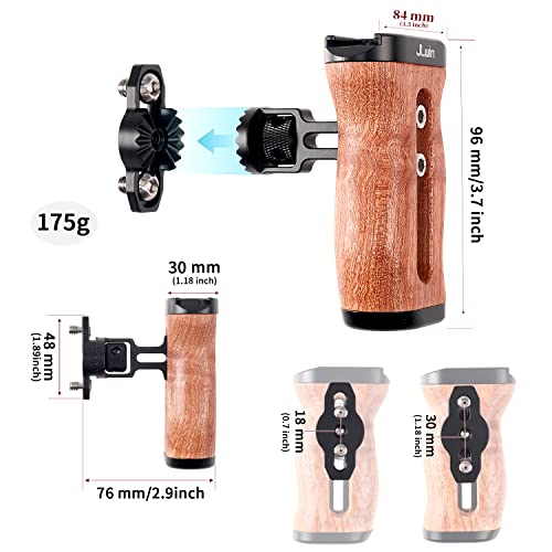 FocusFoto Wooden Side Handle Grip Left/Right Handgrip with 1/4"-20 & 3/8"-16 & Cold Shoe Mount Universal for DSLR Mirrorless Camera Cage Rig Video LED Light (Quick Releae Version) Quick Releae Version