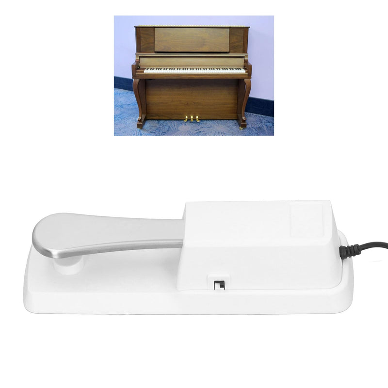 Sustain Pedal, Universal Keyboard Sustain Pedal with 1/4in (6.35mm) Input Plug & Anti Slip Rubber Bottom, Piano Foot Pedal for Digital Piano, Electronic Keyboard, MIDI White