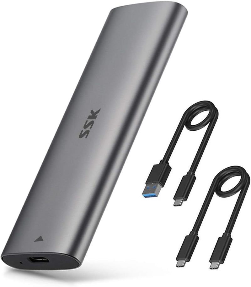 SSK Bundles with Tool Free M.2 NVME SATA SSD Enclosure Adapter, USB 3.2 Gen 2 (10 Gbps) and Screw Installation M.2 NVME SATA SSD Enclosure Adapter, USB 3.2 Gen 2 (10 Gbps)