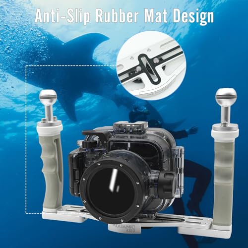 AQUANIC Underwater Camera Tray Handheld Stabilizer Tray Bracket for Camera Housing, Handle Aluminum Diving Grip for Gopro Divevolk, TG-5/6, RX100 V and Other Action Camera (Grey) Grey
