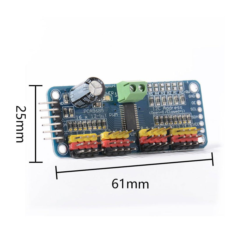PCA9685 PWM Motor Driver 16 Channel 12-Bit PWM IIC Module for AR Duino Robot Control Electronic Expansion Sector Pack of 2