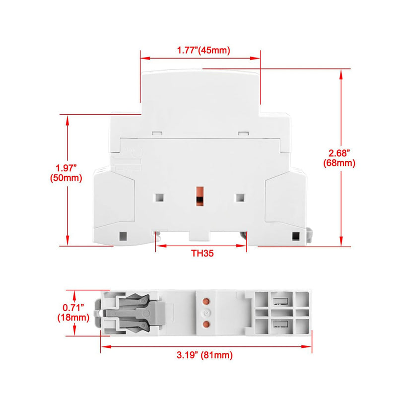 [AUSTRALIA] - YJYUIU AC Contactor, 2-Pole, 25A, AC 220V/240V, 50/60Hz, DIN Rail 35mm (OCT25 2NO) OCT25 2NO 