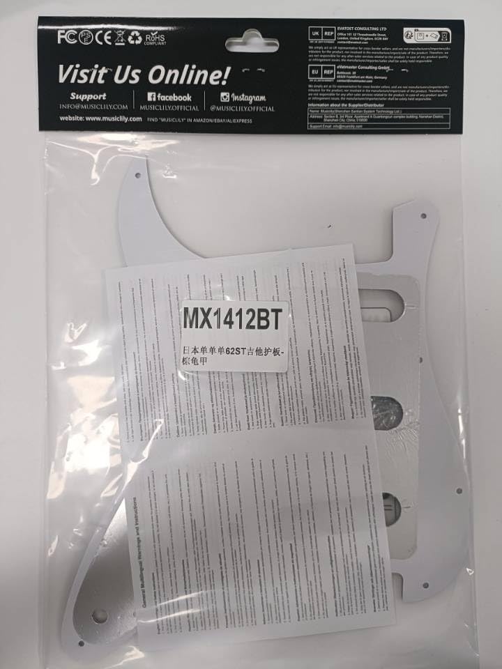 Musiclily Pro 11-Hole 62 Strat SSS Guitar Pickguard for MIJ JPN Japan Stratocaster, 4Ply Vintage Tortoise