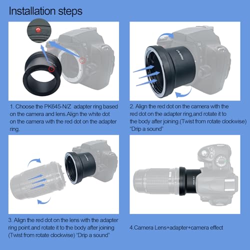Compatible with for PK645 PK645 Lens to for Nik/Z Mount Z6 Z7 Z50 Full Frame Camera .PK645 to Nik/Z Lens Adapter Pentax 645 to Nikon Z adapter