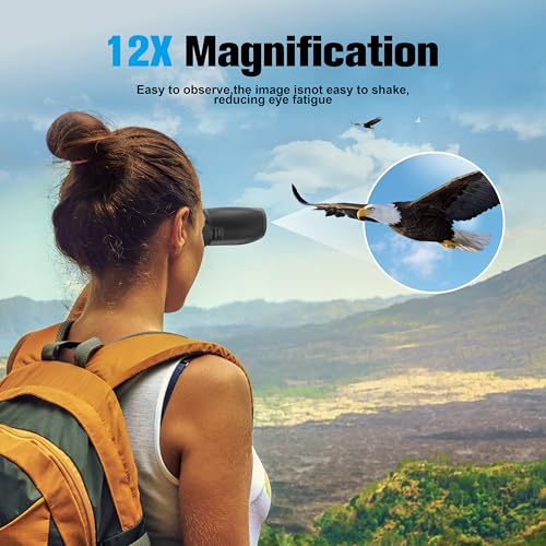 Binoculars 12x25 for Adults and Kids Compact Binocular Waterproof Binocular Wide Field of View for Bird Watching,Hiking,Hunting,Concert Black