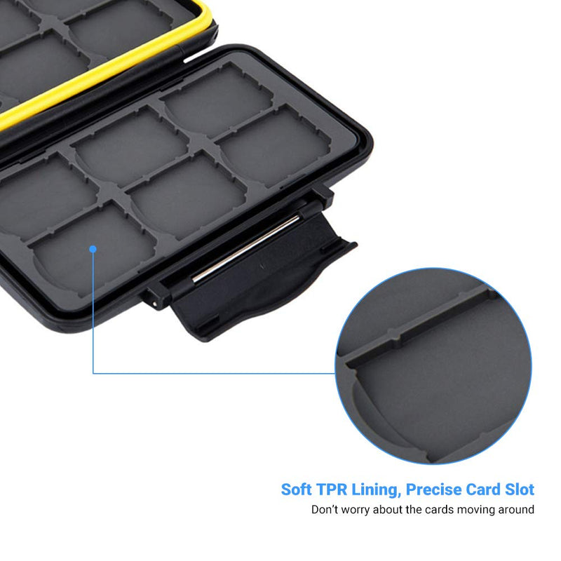 12 Slots SD Card Case Holder, SD Card Holder SD Card Organizer SD Card Storage Water-Resistant Anti-Shock SD/SDHC/SDXC Card Holder Storage with Carabiner 12 Slots for SD Card