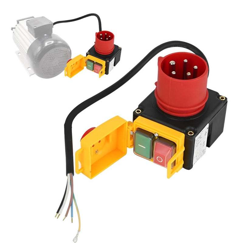 KEDU KOA7 Motor Protection Switch 400 V, 3-Phase Plug Switch with CEE Plug, Machine Switch with Phase Inverter & 67 cm Cable, Waterproof Electromagnetic Switch for Wood Splitter, Identical Design