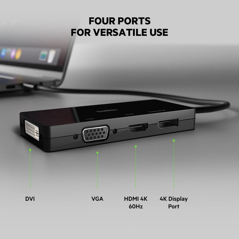 [AUSTRALIA] - Belkin Adpt,Usbc-Hdmi,Vga,Dvi,Dsplypt,Blk USB-C to VGA/DVI/HDMI/DisplayPort 