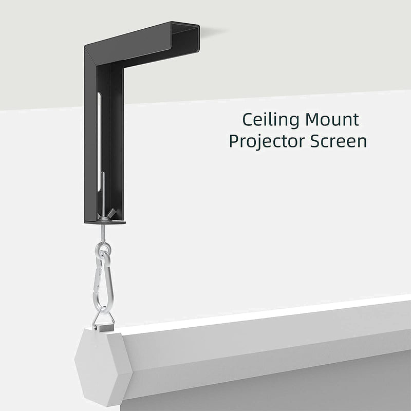 Black Universal Projector Screen L-Bracket Wall Hanging Mount 6 inch Adjustable Extension with Hook Manual, for Wall or Ceiling Mount Home Projector and Movie Screens, 80 Lb Capacity Each