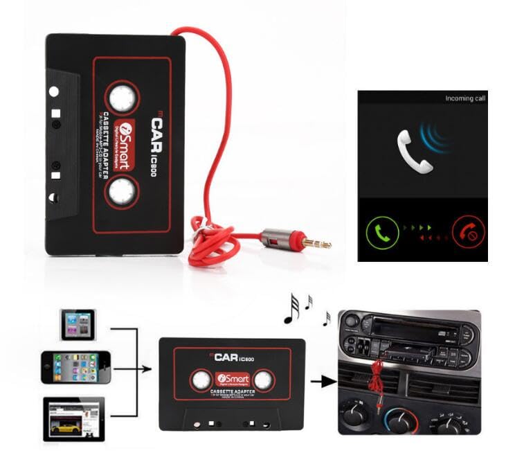Aux Car MP3 Audio Cassette Adapter 3.5 MM Jack Headphones Connector Car Universal Audio Cable Tape Adapter for Car, Phone, MP3 ect.