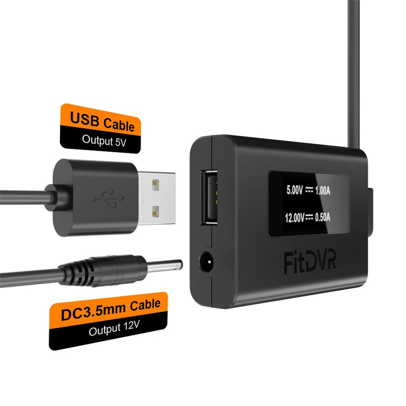 Dash Cam Power Adapter (10-Pin) for Dodge, Jeep, Ram, Chrysler and More, LED Display USB Power Source, Connects to Rearview Mirror, Fuse Protection, Easy to Install, 5V 12V Output, D3-012