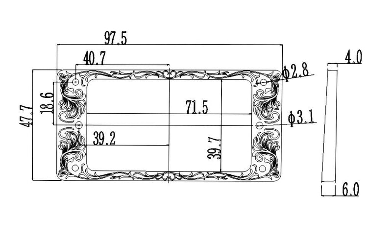 Guyker Metal Flat Humbucker Cover, Pickup Mounting Ring Set - Bridge Neck Pickups Frame Replacement Part for Electric Guitar or Precision Bass(2PCS, PR008 Chrome) PR008, chrome
