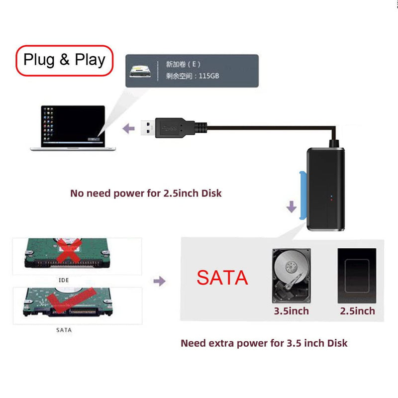 NFHK USB 3.0 to Angled SATA 22 Pin Adapter Cable for 2.5" 3.5inch Hard Disk Drive SSD for Desktop Laptop