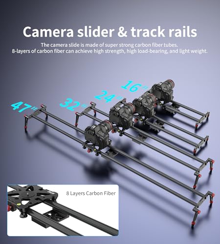 Zecti Camera Slider 16"/40 cm Adjustable Carbon Fiber Camera Dolly Track 16 inch