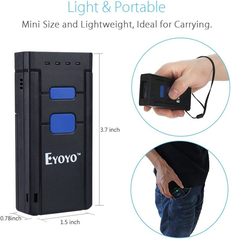 [AUSTRALIA] - Eyoyo EY2877 Portable Bluetooth Barcode Scanner Wireless, CCD Mini Handheld CMOS UPC USB Barcode Reader Compatible with POS, iPad, iPhone, Android Phones, iOS Work for Store, Book, Library Inventory 