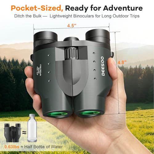25x32 Compact Binoculars for Adults Kids - High Powered Lightweight Small Porro Binoculars with BAK4 Prism FMC Lens - Clear Vision for Bird Watching Cruise Ship Travel Hunting Sports (Green)