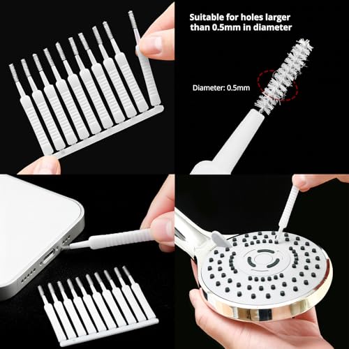 Cell Phone Cleaning Kit, iPhone Cleaning Kit for Charging Port Cleaner Keyboard Cleaning Kit for Airpods/Android/USB C/Earbuds/Laptop/iPad/Camera Lens with Stylus Pen (White, Brush Refill) White (with 10 Mini Brush)