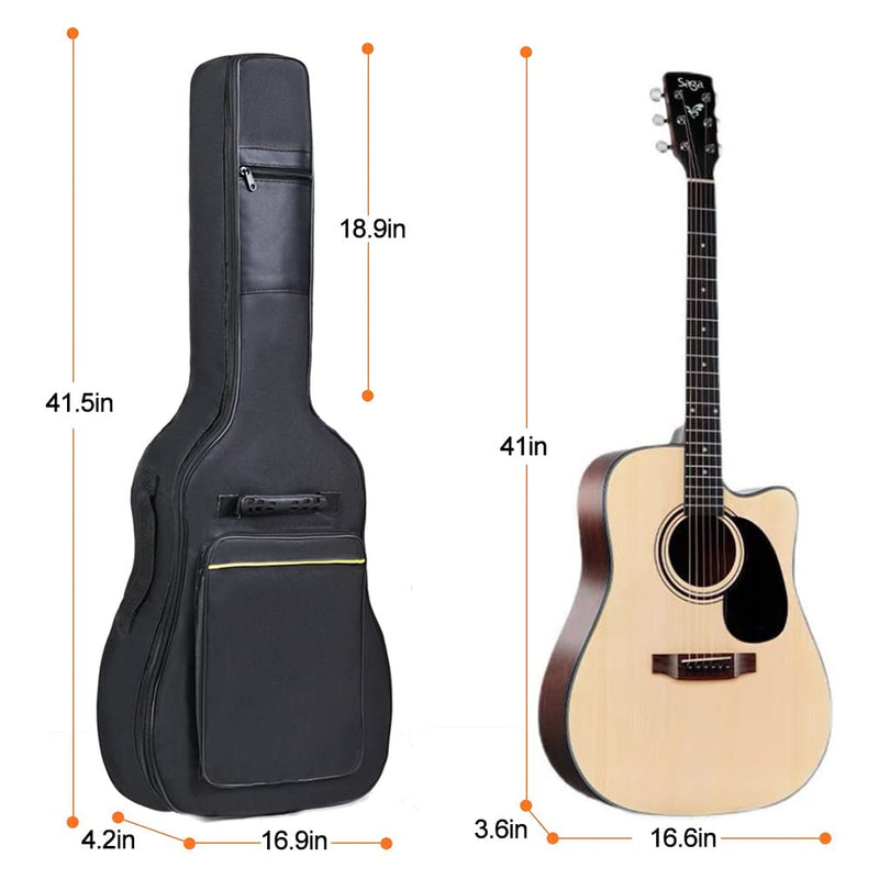 [AUSTRALIA] - H&Z Simple 40 41 42 Inch Acoustic Folk Guitar Bag Backpack Double Straps 600D Oxford Guitar Soft Carry Case Guitar Cover (41 inch) 41 inch 