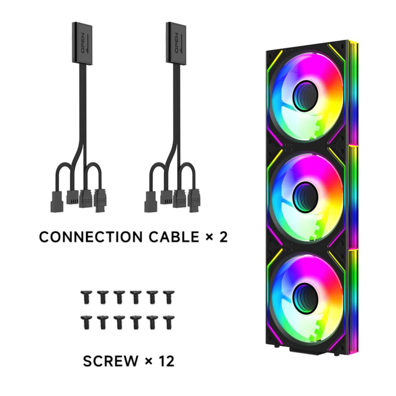 [AUSTRALIA] - TZMRIT Interstellar-V2 Infinity Mirror ARGB PWM Fan 120 mm Black, RGB Fan 120 mm, Triple Pack (Black) Black-V2 