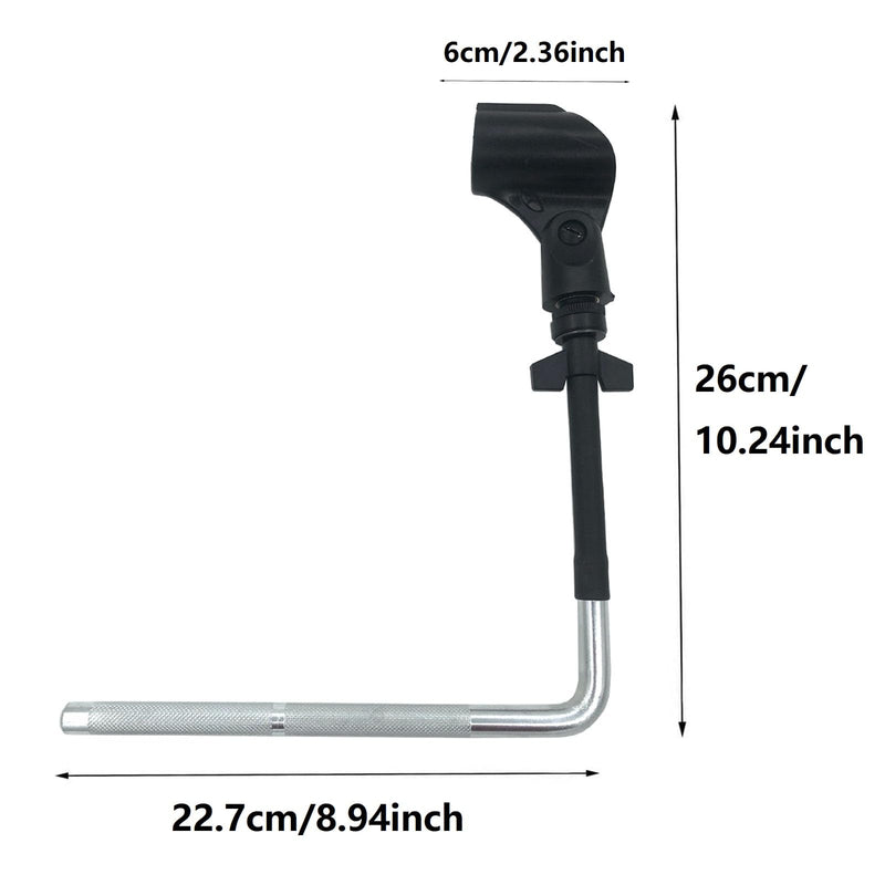 Drum Set Microphone Mount Holder, Drum Rack Mounting Clamp with L Shaped Mic Mount Arm Shock Mount Microphone Clip, Microphone Stand for Hi-Hat Cymbal Stand Percussion Drum Set