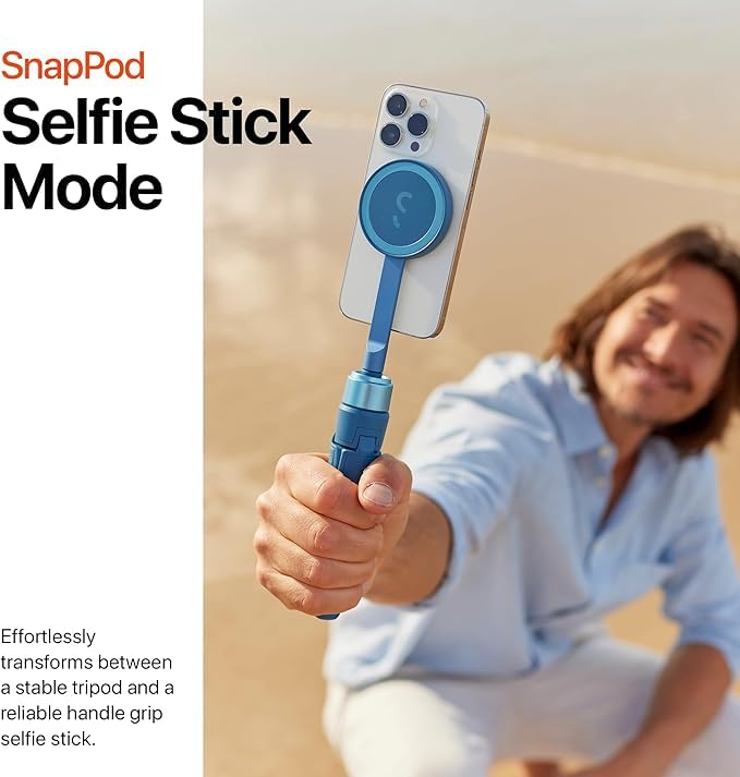 ShiftCam SnapStand Mini - Video Selfie Stick and Tripod - Magnetic Mount Snaps on to Any Phone - Tiltable Design | Midnight