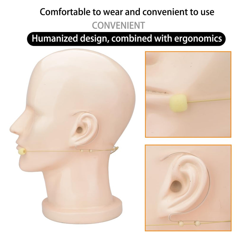 YXG Headworn Earset Over Ear Hanging Mic Beige Low Profile Light-Weight Microphone, with1.45m Cable 3.5mm Thread Screw Lock Head，for Wireless System & Body/Belt Pack Transmitter