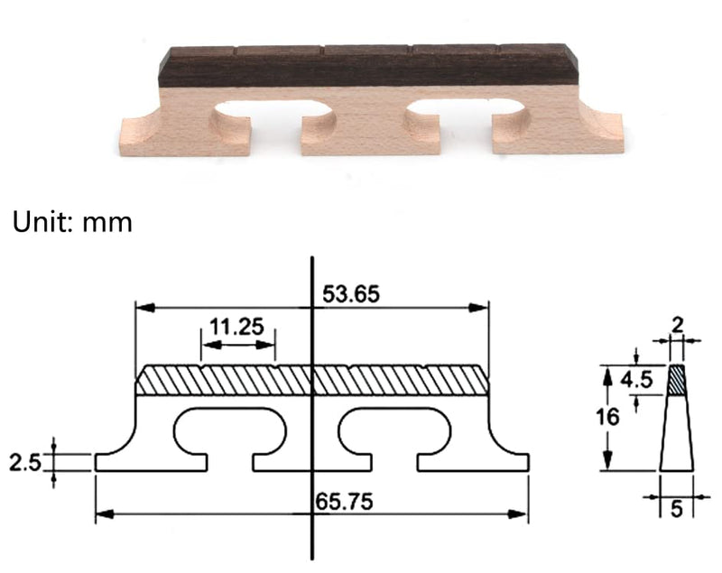 4-String Banjo Bridge Ebony Maple Bridge Banjo Banjolele Parts Accessories 2Pcs 4-String Bridge