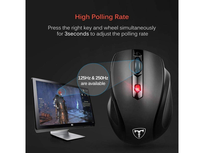 Happy Fit 2.4G Wireless Mouse Portable Mobile Optical Mouse with USB Receiver, 5 Adjustable DPI Levels, 6 Buttons for Notebook, PC, Laptop, Computer, MacBook - Black - New