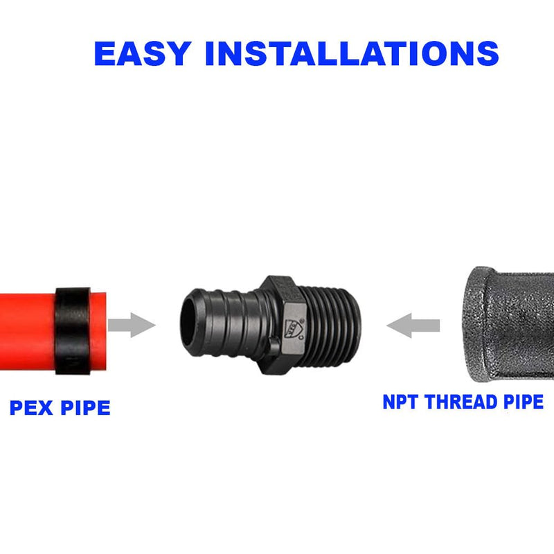 20 Pack TMKOOL Poly PPSU Pex 3/4" x 1/2" Male NPT Threaded Adapter Barb Crimp Fittings for PEX B Pipes ASTM F2159 (20pcs 3/4"x1/2") 20 3/4"x1/2"