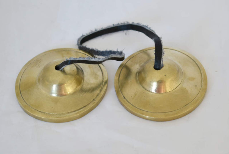 Tingsha/Tibetan Meditation Bell/Finger Cymbals with free Silk Case by Nepalese Handicraft Zone (Plain Golden) Plain Golden