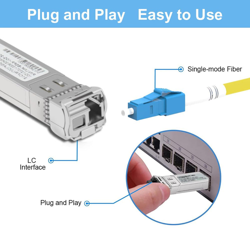 10G SFP Bi-Directional Singlemode Transceiver Pack of 2 | SMF LC 20km 1270nm/1330nm with Digital Diagnostic Monitoring for D-Link, Mikrotik, TP-Link and More, 10G-SMSF-20KM