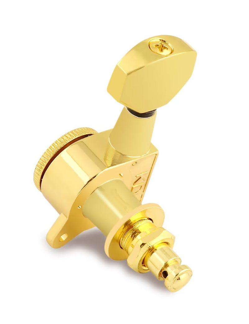 Bogart Locking Guitar String Tuning Pegs Sealed Machine Heads Tuners Tuning Keys 6 In Line for Right Handed Electric Guitar or Acoustic Guitar Gold., TP 21-GD-6R