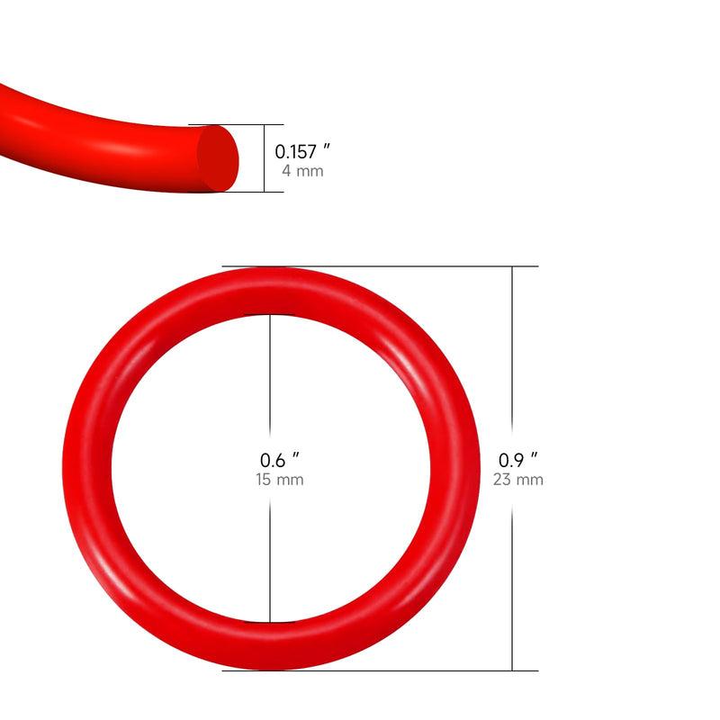 Silicone O-Ring, 23mm OD 15mm ID 4mm Width, Dive Diving O-Rings, Red (Pack of 10)