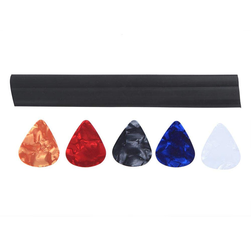 Guitar Picks Holder Clamp Clip Rubber Microphone Stand Pickholder with 5Pcs Picks for Guitar Accessory