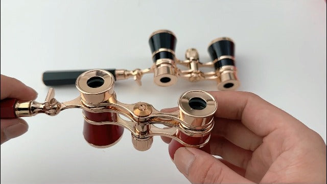 Aroncent Opera Glasses Binoculars 3X25 Theater Glasses Mini Binocular Compact with Handle for Adults Ladies Women in Musical Concert B-Red with Handle
